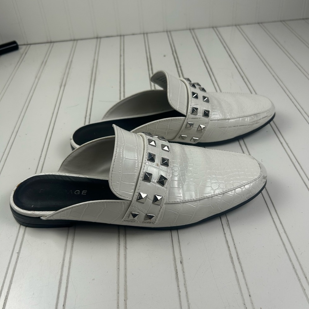 Rampage White Studded Brady Slip-On Loafers Mules Womenโs Size 8.5M - Picture 9 of 11